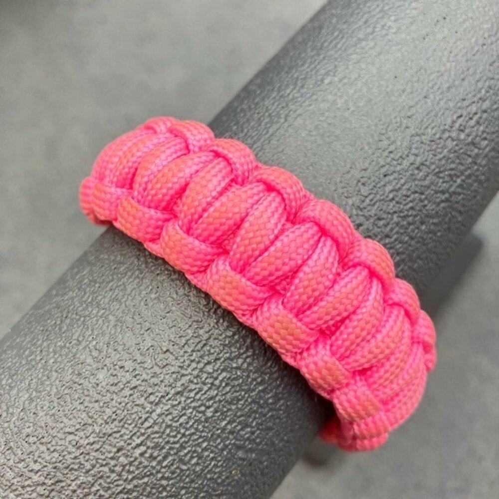 Survival Paracord Bracelet 7.5 In Neon Pink Blue White Black Buckle Camp Barbie